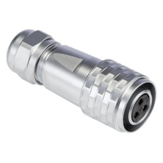 RS PRO Circular Connector, 3 Contacts, Cable Mount, M12 Connector, Plug, Female, IP67, 13A, 250V, Push-Pull, Chrome 124-6732