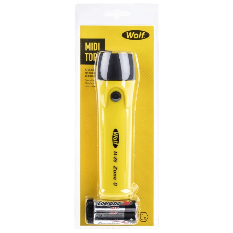 Wolf Safety IECEx/ATEX LED Pocket Torch Yellow 210 lm, 170 mm M-85