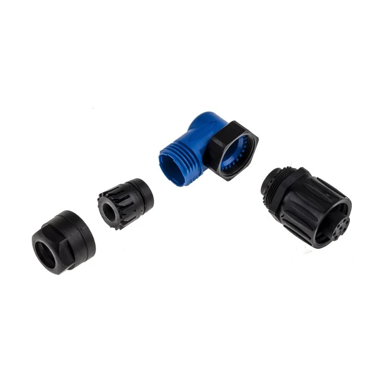 Amphenol Industrial Circular Connector Cable Plug Female 6 Contacts Right Angle IP67 250V 14A Ecomate M C01610F00600010