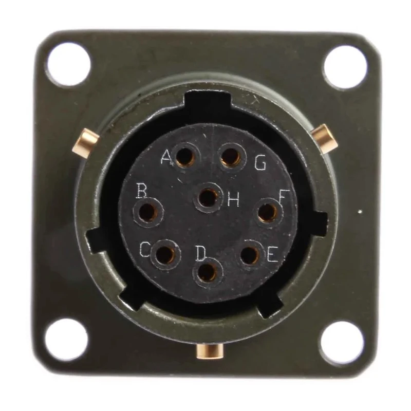 Amphenol Limited Brass Straight 8 Way Box Mount MIL Spec Circular Connector Female Olive Zinc Cobalt Shell 62GB-12E12-08SN