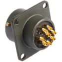 Amphenol Limited Brass Straight 8 Way Box Mount MIL Spec Circular Connector Female Olive Zinc Cobalt Shell 62GB-12E12-08SN
