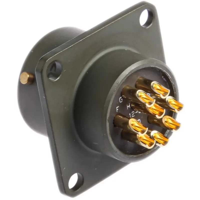 Amphenol Limited Brass Straight 8 Way Box Mount MIL Spec Circular Connector Female Olive Zinc Cobalt Shell 62GB-12E12-08SN