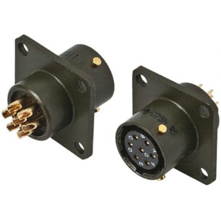 Amphenol Limited MIL Spec Circular Connector 7 Contacts Female Box Mount Brass Gold Plated 13A 500,700V ac 62GB-12E10-07SN