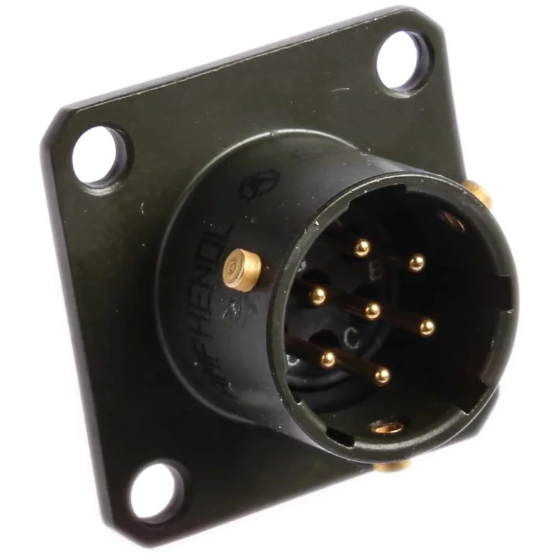 Amphenol Limited Brass Straight 7 Way Box Mount MIL Spec Circular Connector Female Olive 7.5A 500V/700V ac 62GB-12E10-07PN