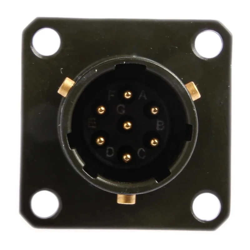 Amphenol Limited Brass Straight 7 Way Box Mount MIL Spec Circular Connector Female Olive 7.5A 500V/700V ac 62GB-12E10-07PN