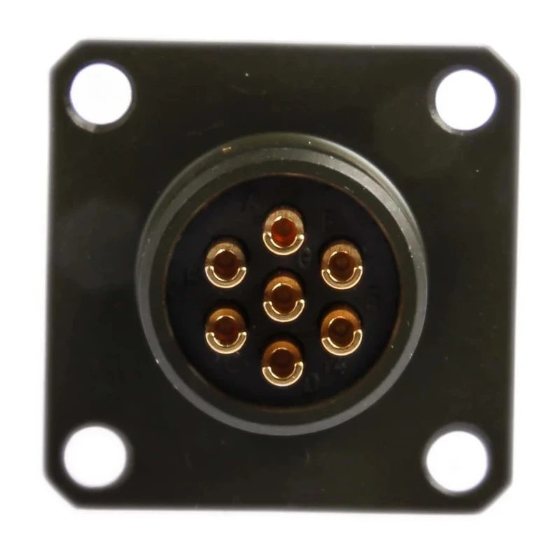 Amphenol Limited Brass Straight 7 Way Box Mount MIL Spec Circular Connector Female Olive 7.5A 500V/700V ac 62GB-12E10-07PN