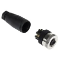 TE Connectivity Circular Connector Cable Mount Socket Female 4 Contacts M12 IP67 T411 Series T4110001041-000