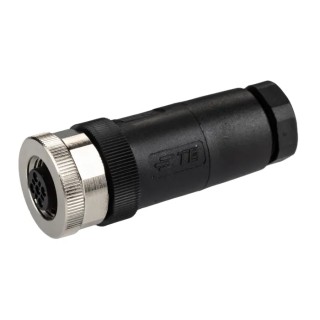 TE Connectivity Circular Connector 4 Contacts Cable M12 Socket Female IP67 Nylon Housing Screw Termination T4110002041-000