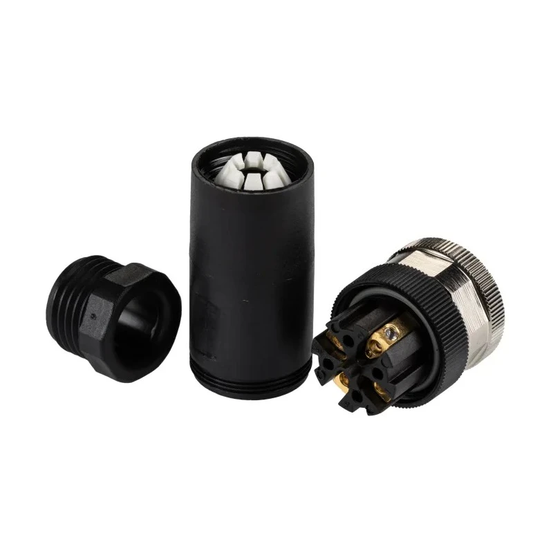 TE Connectivity Circular Connector 4 Contacts Cable M12 Socket Female IP67 Nylon Housing Screw Termination T4110002041-000
