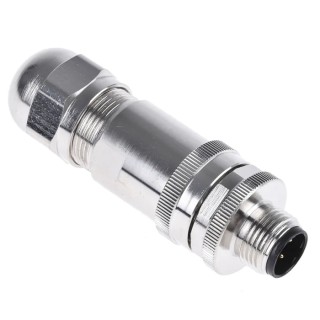 TE Connectivity Industrial Circular Connector, 4 Contacts, Cable Mount, M12 Plug Male, 250V 4A, IP67, T411 T4111512041-000