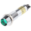 Dialight LED Green Indicator 609 Series 9 mm Mount Hole Size, Solder Tab Termination, 24V DC 609-2212-140F