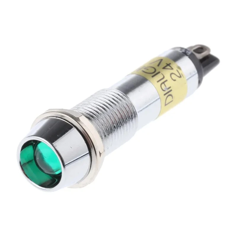 Dialight LED Green Indicator 609 Series 9 mm Mount Hole Size, Solder Tab Termination, 24V DC 609-2212-140F