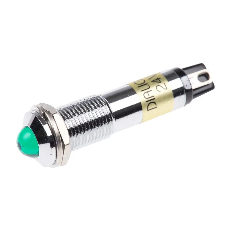 Dialight LED Green Indicator 609 Series Panel Mount 9 mm, Solder Tab Termination 24V DC 609-1212-140F