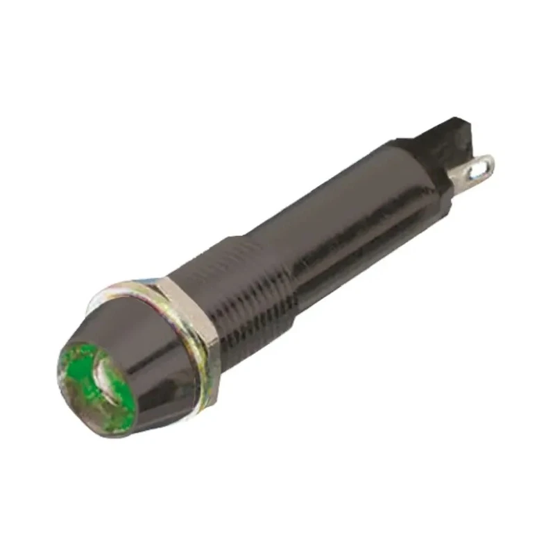 Dialight Green Panel Mount Indicator, 24V dc, 15mA, Solder Tab Termination, Recessed Bezel, Model 609-2222-140F
