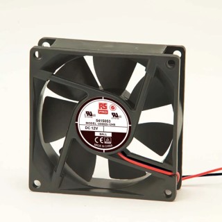 RS PRO Axial Fan 12V DC Brushless Ball Bearing 68 m³/h Air Flow 1.8 W Power 3100 RPM 80 mm Square Frame 541-5053