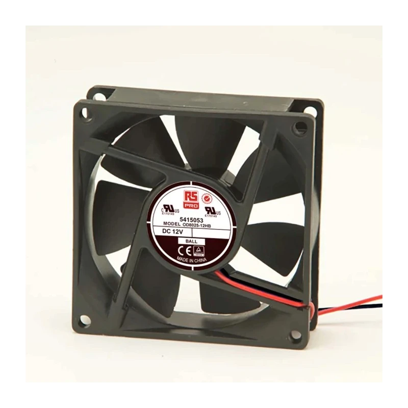 RS PRO Axial Fan 12V DC Brushless Ball Bearing 68 m³/h Air Flow 1.8 W Power 3100 RPM 80 mm Square Frame 541-5053