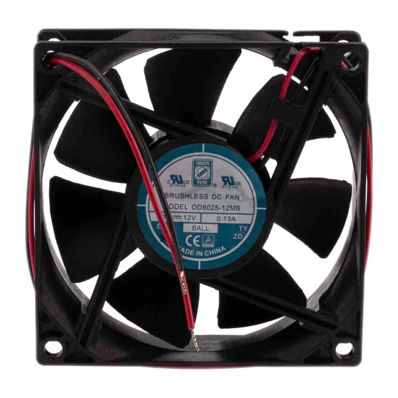 RS PRO Axial Fan 12V DC 52.7 m³/h 1.45 W 130 mA 80mm x 80mm x 25mm 2500rpm Ball Bearing 541-5047