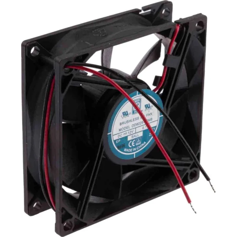 RS PRO Axial Fan 12V DC 52.7 m³/h 1.45 W 130 mA 80mm x 80mm x 25mm 2500rpm Ball Bearing 541-5047
