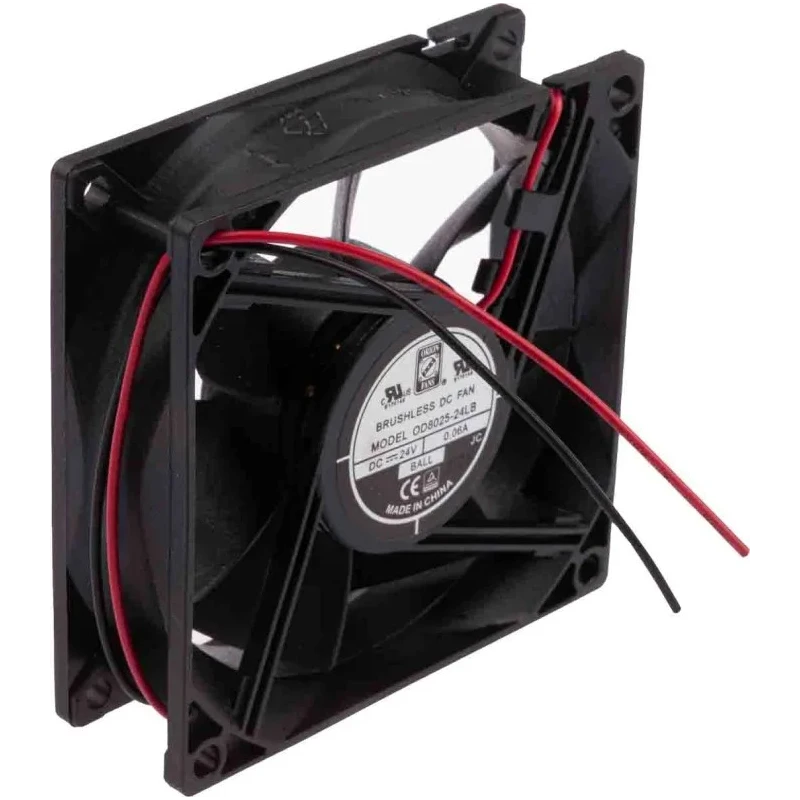 RS PRO Axial Fan, 24V DC, 26 CFM Air Flow, 960 mW Power Consumption, 2100 RPM, Ball Bearing, 80 mm Square Frame 541-5283