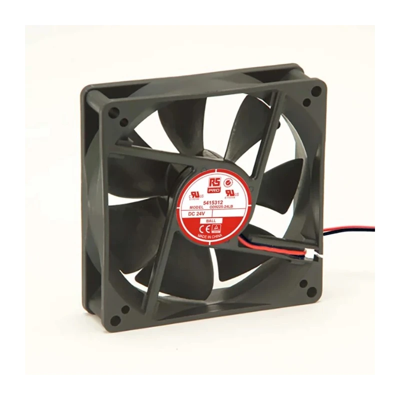 RS PRO Axial Fan 24V DC 66.3 m³/h Air Flow 1.9 W Power 2100 RPM Ball Bearing Square Frame 92.5 mm RS PRO 541-5312