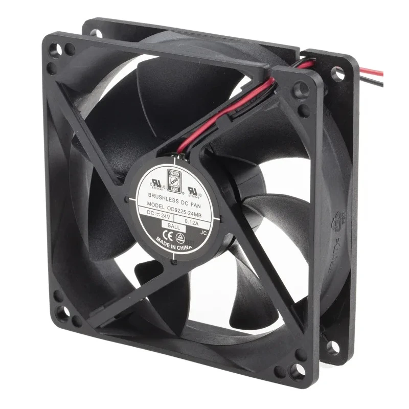 RS PRO Brushless DC Axial Fan, 24V DC, 74.8 m³/h Airflow, 2.9 W Power, Ball Bearing, 92.5 x 92.5 x 25 mm Frame 541-5328