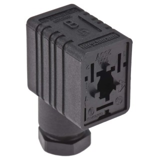 Hirschmann GM Series 2P+E DIN 43650 B Solenoid Valve Connector, Screw Termination, Tin Plated 934456100 GM 216 NJ schwarz
