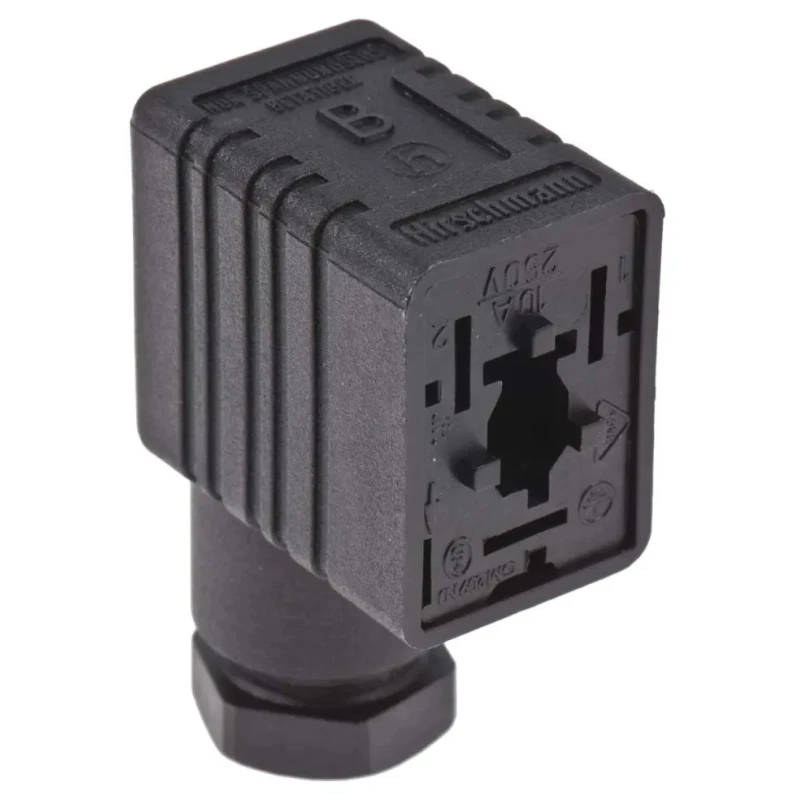 Hirschmann GM Series 2P+E DIN 43650 B Solenoid Valve Connector, Screw Termination, Tin Plated 934456100 GM 216 NJ schwarz
