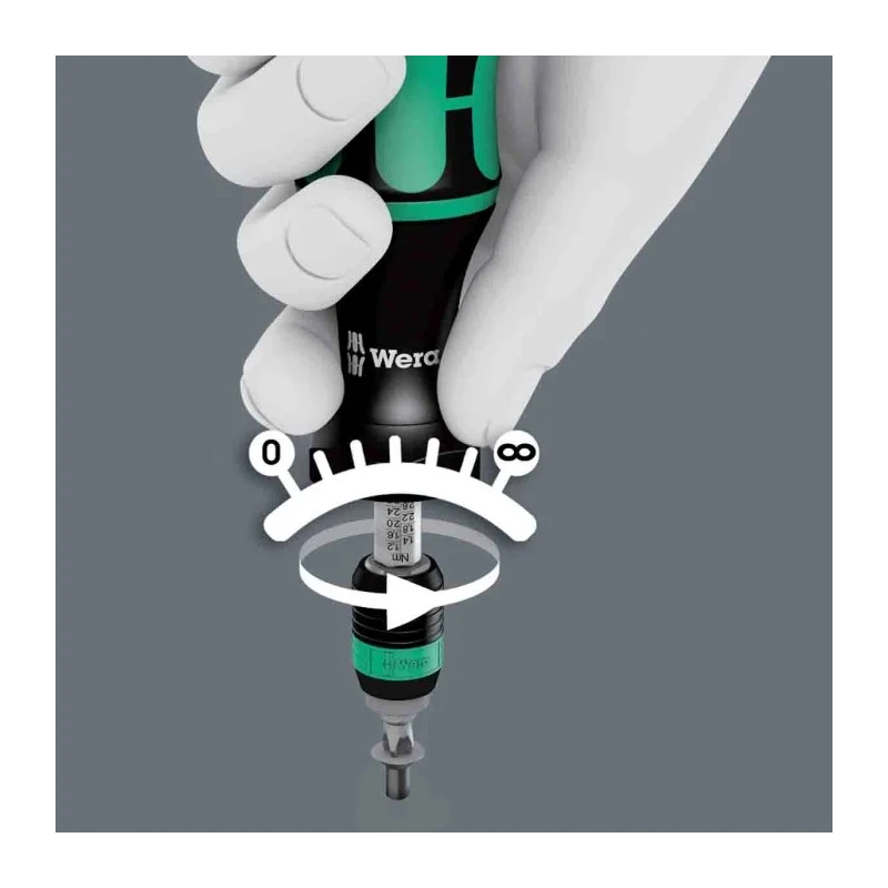 Wera Adjustable Torque Screwdriver 1.2 To 3 Nm 1/4 in Drive ±6% Accuracy 05074701001