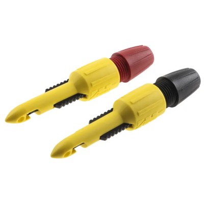 Pomona Red and Black Hook Clip, 2 mm Tip, 70V DC, 1A Current, 4 mm Socket, Nylon Insulation, Stainless Steel Contact 6405/POM