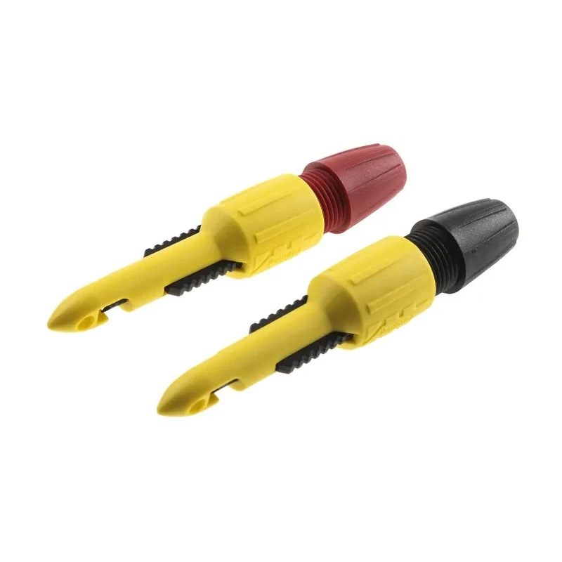 Pomona Red and Black Hook Clip, 2 mm Tip, 70V DC, 1A Current, 4 mm Socket, Nylon Insulation, Stainless Steel Contact 6405/POM