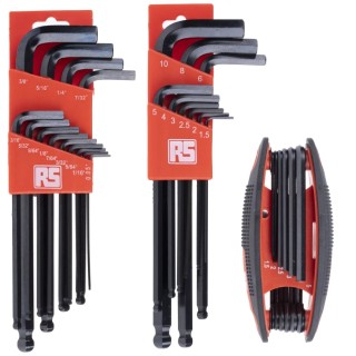 RS PRO 33 Piece L Imperial, Metric Hex Key Set Hex Size 1.5 to 10 mm Alloy Steel 541-7324
