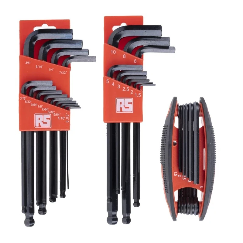 RS PRO 33 Piece L Imperial, Metric Hex Key Set Hex Size 1.5 to 10 mm Alloy Steel 541-7324