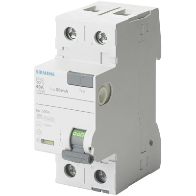Siemens 5SV3 Series Residual Current Circuit Breaker, 16A, 2-Pole, 10mA Trip Sensitivity, Type A, 0.8 kA Breaking 5SV3111-6