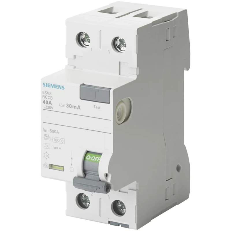 Siemens 5SV3 Series Residual Current Circuit Breaker, 16A, 2-Pole, 10mA Trip Sensitivity, Type A, 0.8 kA Breaking 5SV3111-6