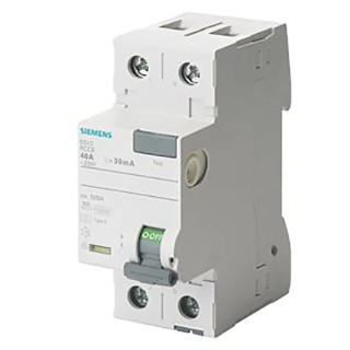 Siemens Series 5SV3 Residual Current Circuit Breaker 40A 2-Pole 30 mA Type A 0.8 kA 230V ac 5SV3314-6KK12