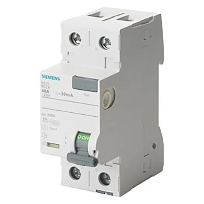 Siemens Residual Current Circuit Breaker 5SV3 Series, 25A, 2-Pole, 300mA Trip Sensitivity, Type A, 0.8kA Breaking 5SV3612-6