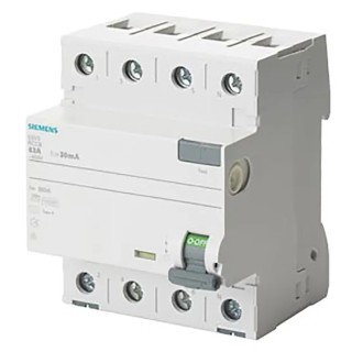 Siemens 5SV3 Series Residual Current Circuit Breaker 25A 4-Pole 300mA Type A 0.8kA 400V ac 5SV3642-6