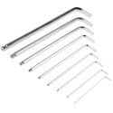 RS PRO 9 Piece L Metric Hex Key Set with Hex Ball End Sizes 1.5 to 10 mm, Chrome Finished S2 Steel 542-3515