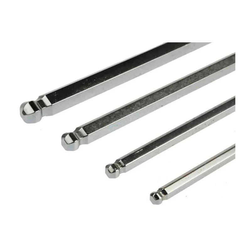 RS PRO 9 Piece L Metric Hex Key Set with Hex Ball End Sizes 1.5 to 10 mm, Chrome Finished S2 Steel 542-3515