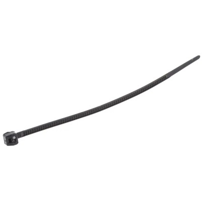 HellermannTyton Non-Releasable Cable Tie 100 mm x 2.5 mm, Black Polyamide 66, 80N Tensile Strength 118-00030 T18ROS-PA66HS-BK