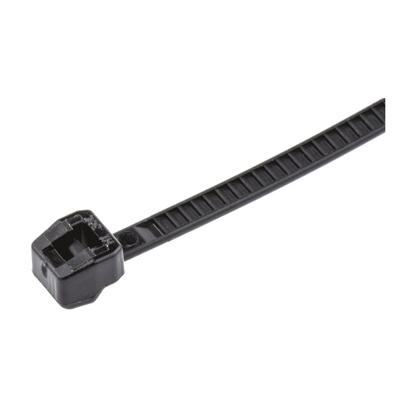 HellermannTyton Non-Releasable Cable Tie 100 mm x 2.5 mm, Black Polyamide 66, 80N Tensile Strength 118-00030 T18ROS-PA66HS-BK