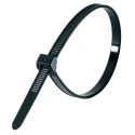 HellermannTyton Non-Releasable Cable Tie 100 mm x 2.5 mm, Black Polyamide 66, 80N Tensile Strength 118-00030 T18ROS-PA66HS-BK