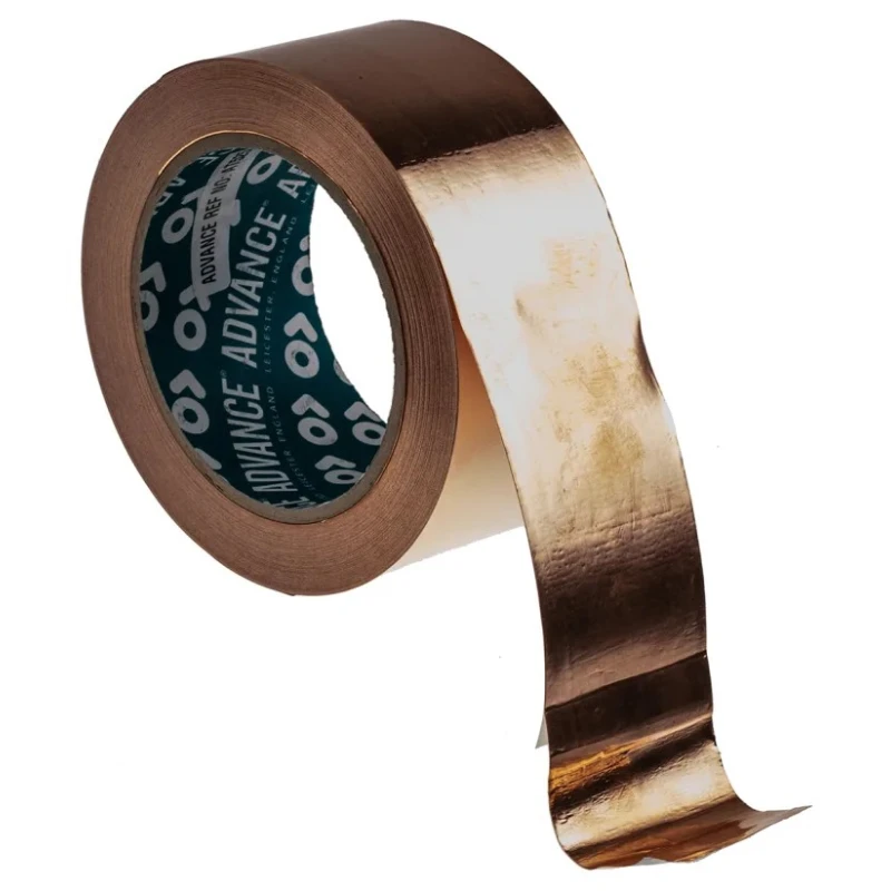 Advance Tapes Non-Conductive Metallic Tape Copper Foil 50mm x 33m 155°C Max AT525