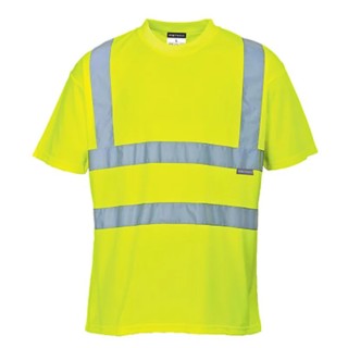 Portwest Yellow Unisex Hi Vis T-Shirt, Short Sleeve, Size M, Polyester Birds Eye Knit 150 g, ANSI/ISEA 107 Class 2 124-8207