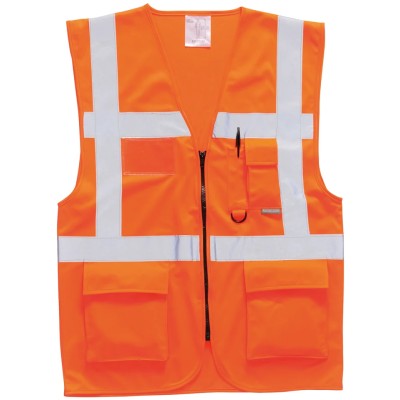 Portwest Orange Zipper Hi Vis Vest Polyester, Size L 124-8187
