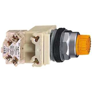 Schneider Electric Harmony 9001K Series Illuminated Push Button Switch, Spring Return, Panel Mount, 30 mm 9001K2L38LYAH13