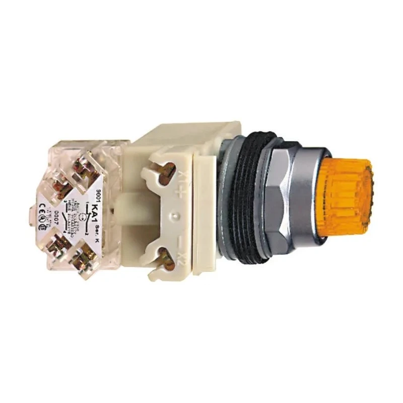 Schneider Electric Harmony 9001K Series Illuminated Push Button Switch, Spring Return, Panel Mount, 30 mm 9001K2L38LYAH13