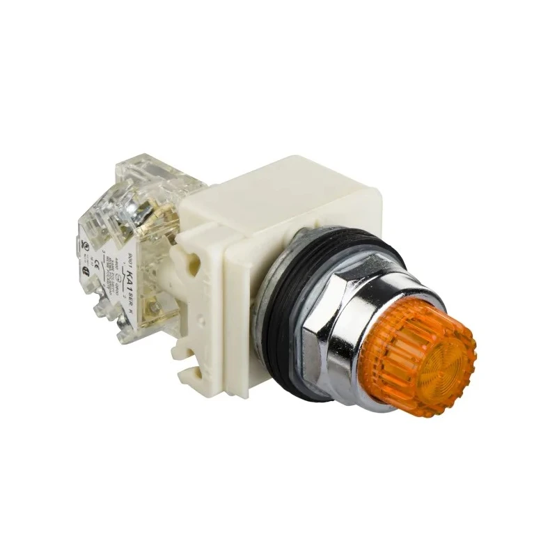 Schneider Electric Harmony 9001K Series Illuminated Push Button Switch, Spring Return, Panel Mount, 30 mm 9001K2L38LYAH13