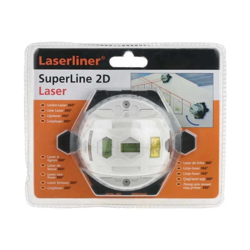 Laserliner Laser Level with 650 nm Red Laser, Self-Levelling, 2 Lasers, 360° Coverage, Indoor Use SuperLine 2D