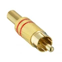Lumberg RCA Plug Red Gold, Straight, Gold Plated Contact, 5A, 24V dc, Model 1573 01 V RED